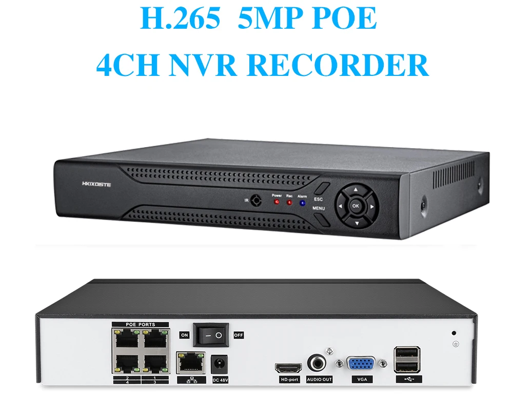 4ch POE 5MP NVR H.265 NVR сетевой Звук Видео рекордер до 8ch 1 HDD 24/7 записывающая IP камера Onvif 2,6 P2P система HKIXDISTE