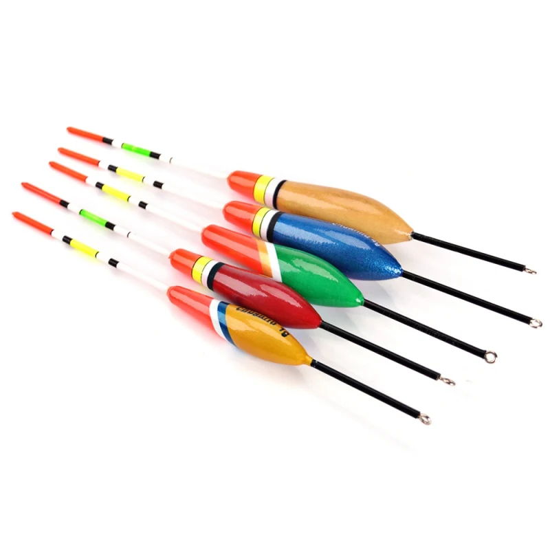 Newest 5pcs/set Mix Sizes Fishing Float Set Wooden Buoy Float Bobber Ice Fishing Float Bobber Vertical Buoy Fishing Accessory