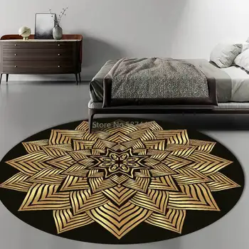 Metal Flower Mandala Round Carpets for Bed Room Living Room Decoration Salon Morocco Persian Mats Ethnic Area Rugs Chair Cushion tanie i dobre opinie LARATH CN (pochodzenie) Nowoczesne Wyprodukowane maszynowo Do hotelu Bedroom DEKORACYJNY perskie Pranie ręczne Pranie mechaniczne