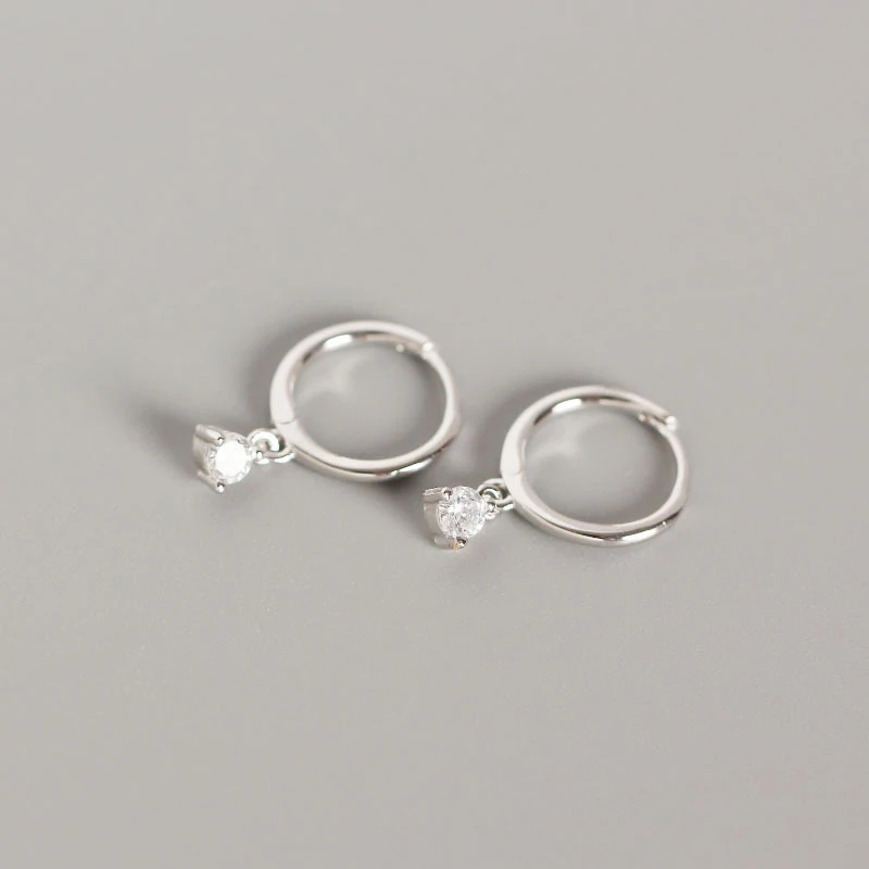 silver GHIDBK минималистский S925 Серебряные кубические Серги-Обручи из циркония серьги нежные украшения cz Huggie серьги Ins геометрические серьги-обручи подарки - Окраска металла: silver