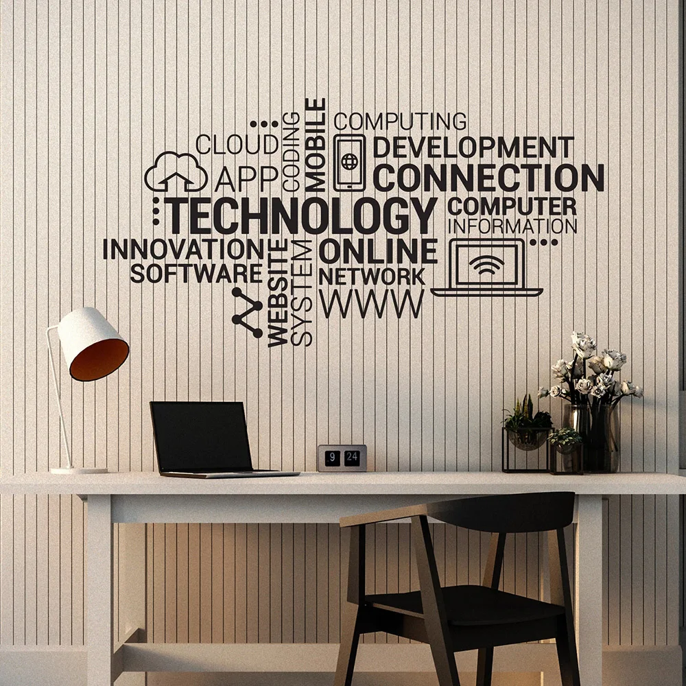 Технология буквы виниловая наклейка на стену компания интернет инновации слова облако наклейки на стену в офис современные украшения дома W411