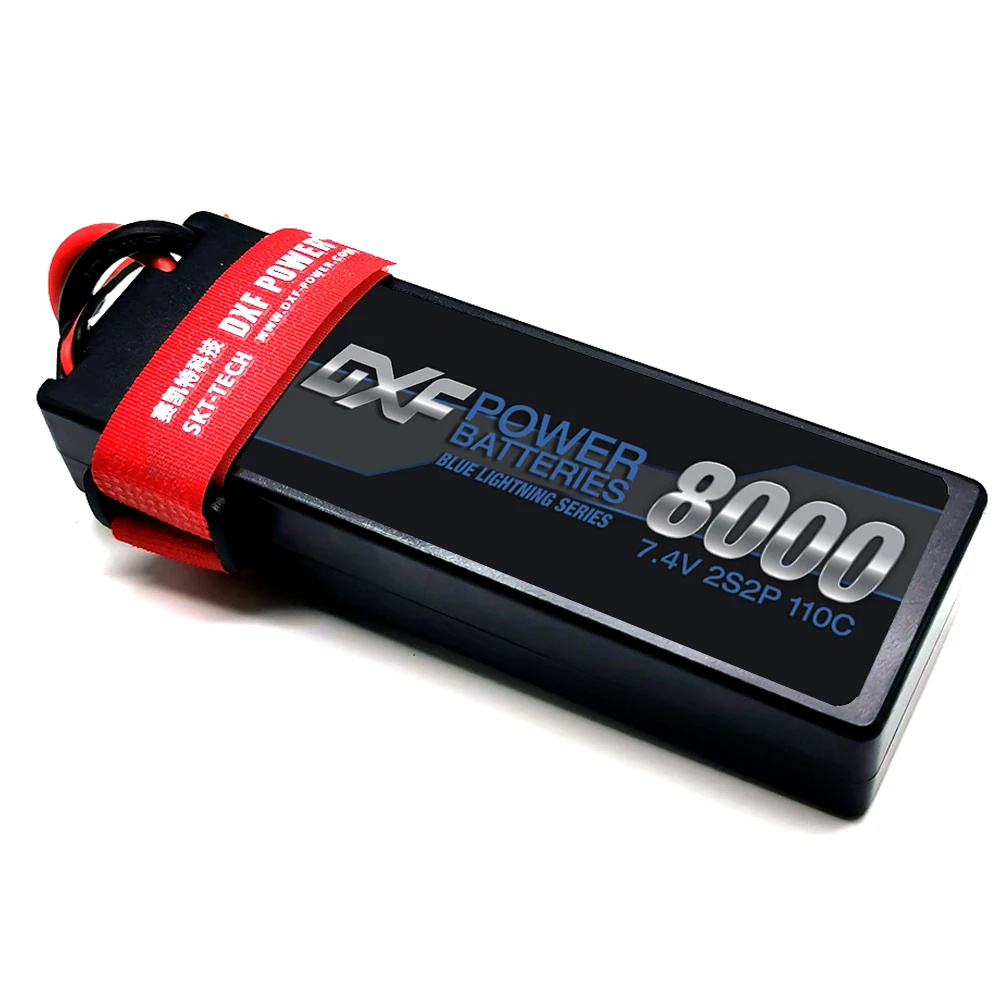 DXF 2 шт 2S 7,4 V 8000mAh 110C Max220C Lipo аккумулятор RC части с Т-образным штекером удобные для TRXX 1/10 автомобильный Дрон Вертолет Лодка FPV