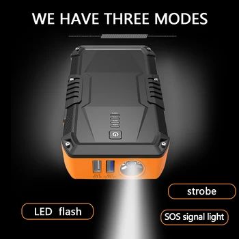 

13000mAh Car Jump Starter with Quick Charger, Portable Battery Booster 12V Auto Power Pack with LED Flashlight, Smart Jump Cable