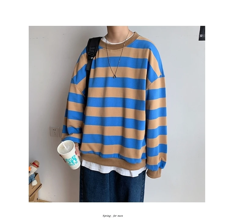 Men's 13 Color Full High-quality Coats Stripe Printing Hoodies Mens Cotton Clothes Pullover Casual Loose Sweatshirts Size M-5XL