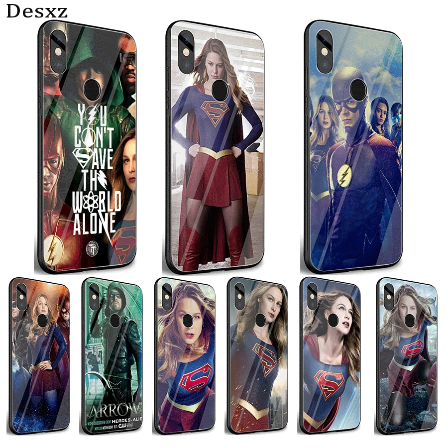 

Mobile Phone Glass Case For Xiaomi Note 5 6 7 Pro F1 A1 A2 4X 5X 6X 9 Cover TPU The Flash Supergirl Green Arrow Shell