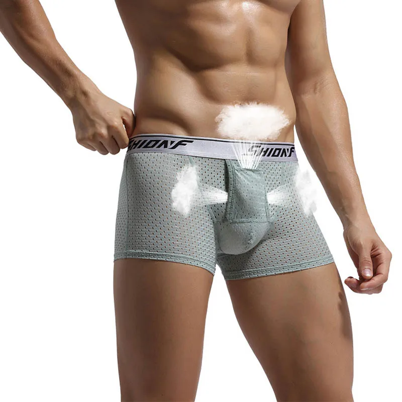 

Men's Underwear Boxer Scrotum Bag Function Youth Health Gun Breathable Modal U Convex Separation Flat Pants Boxer Shorts