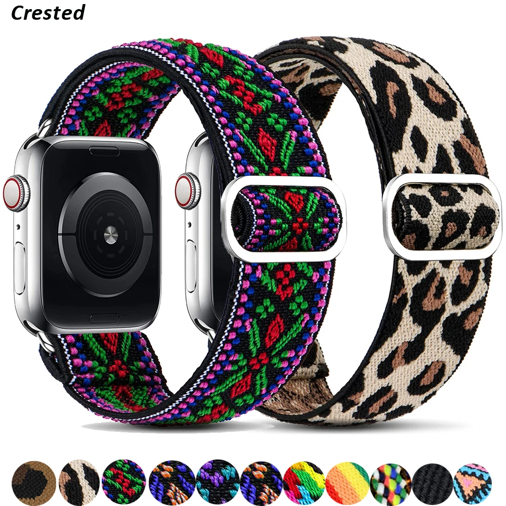 

Scrunchie Strap For Apple watch band 40mm 38mm 44mm 42mm Bohemia Elastic belt solo loop bracelet iWatch series 2 3 4 5 SE 6