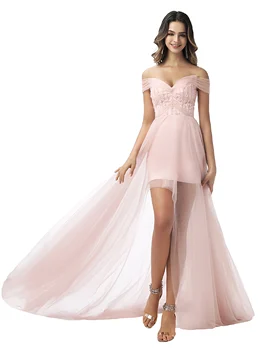 

Dressv Fleash Pink Prom Dress Elegant A Line Off The Shoulder Floor Length Sleeveless Evening Party Formal Gowns Prom Dresses