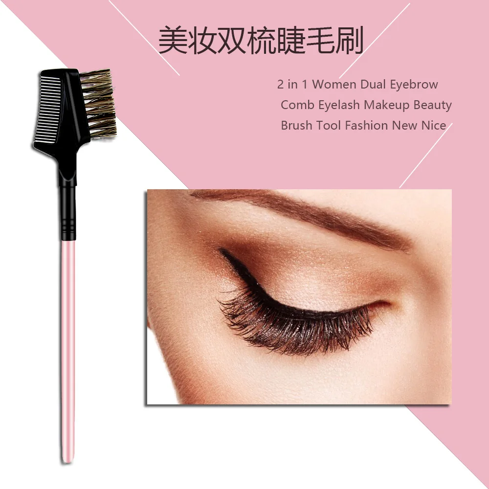 

2019 Hot Sale 1 Pcs 2 in 1 Women Dual Eyebrow Comb Eyelash Makeup Beauty Brush Tool Eye Lashes Brush Fashion Cosmetic Tools