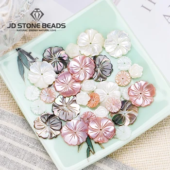 

10Pcs/Lot Natural White Black Pink of pearl Daisy Rose Flower Loose Beads Shell Jewelry Making 8mm-18mm Decorations gifts