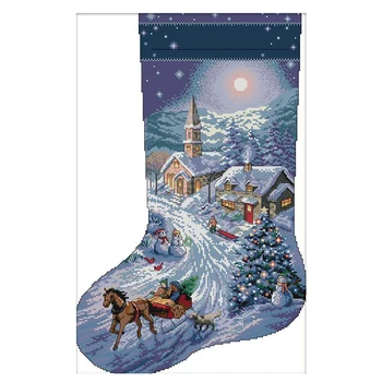 

Cross Stitch Kits Embroidery Kit - Christmas Stockings, Snow View Patterns