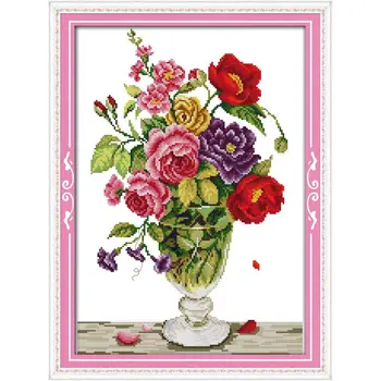 

Joy Sunday Contend In Beauty&Fascination Pots Counted Cross Stitch11&14CT Cross Stitch Needlework for Home Decor Handmade Gift