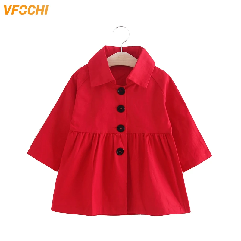 VFOCHI/Новинка года; плащ для девочек; ветровка; модная куртка цвета хаки; детская одежда; Осенняя верхняя одежда для маленьких девочек; длинный плащ - Цвет: Red
