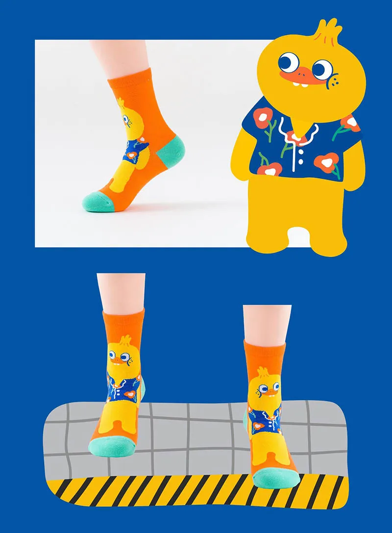 Коллекция осень-зима, носки с рисунками, женские носки Kawaii Happy Funny Tide, дизайнерские носки с креативными персонажами, подарок для женщин
