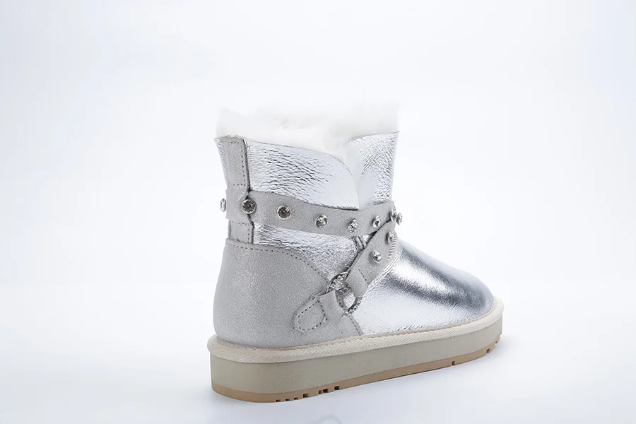 INOE/Модные женские зимние ботильоны из овечьей кожи; короткие зимние ботинки на натуральном меху; Водонепроницаемая Обувь