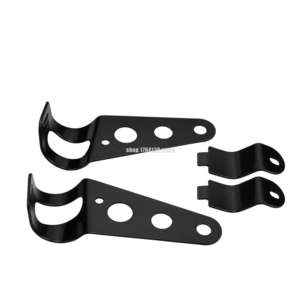 Staffa Portafaro Universale Per Moto, In Ferro Battuto, Per Tubi Forcella 33-43 Mm, Nero, Per Chopper E Cafe Racer