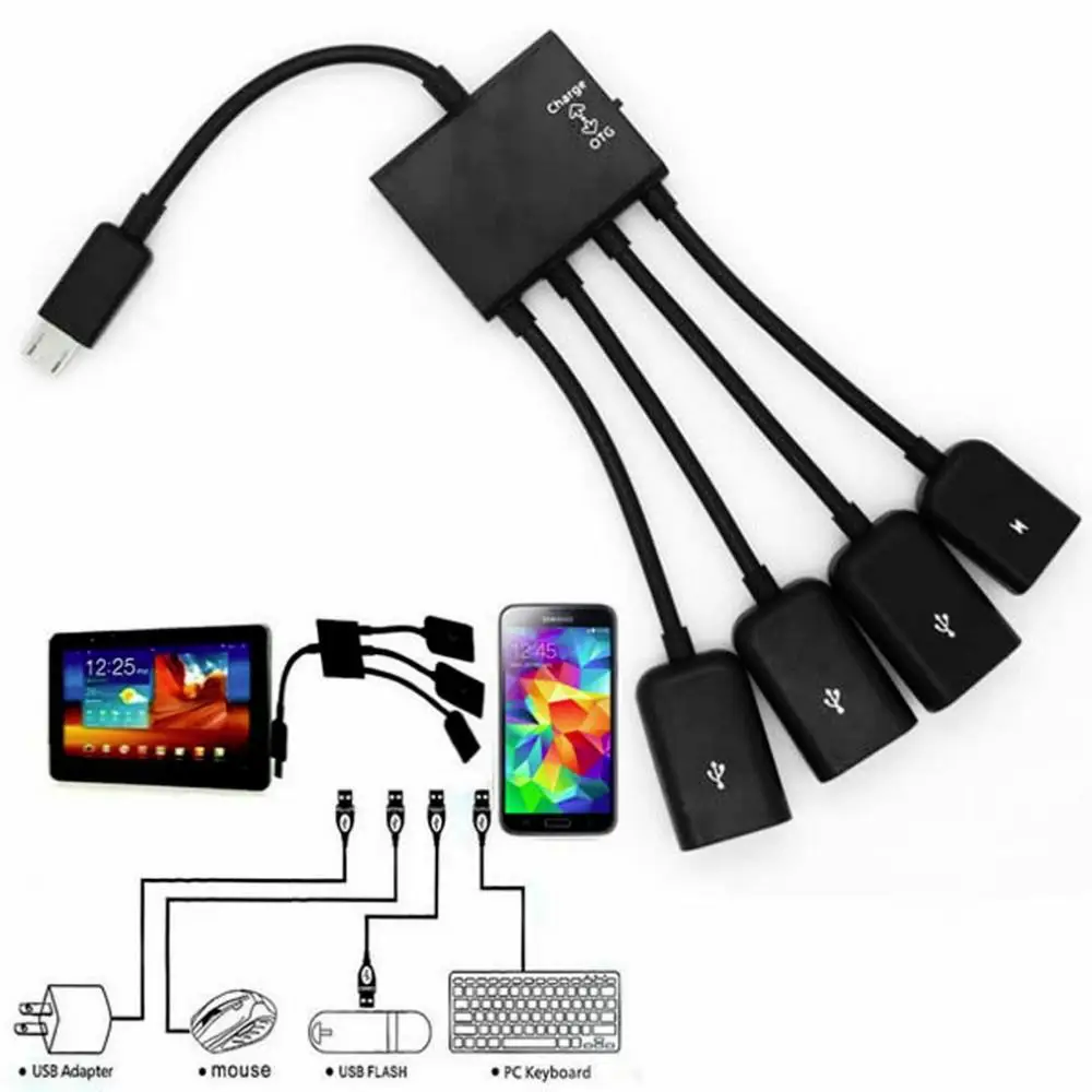 Микро USB OTG адаптер концентратора для смартфона/планшета микро сплиттер Apple Samsung