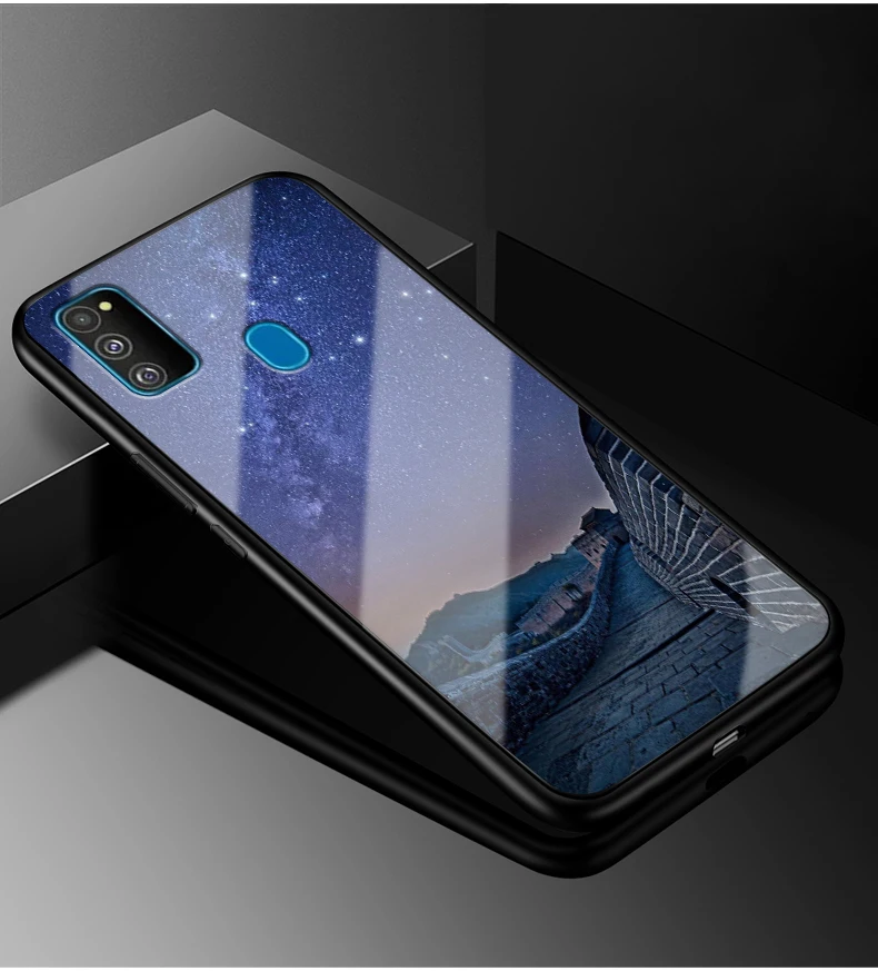 16 Для samsung M30S чехол PC Пластиковый стеклянный чехол для телефона черный ТПУ бампер чехол для samsung Galaxy M30 s m 30 M30S закаленное покрытие - Цвет: 16