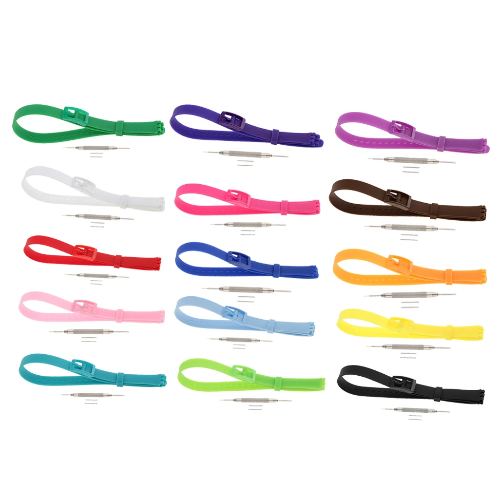 Soft Waterproof Silicone Rubber Watch Strap Replace 12mm Width for Swatch