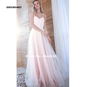 

SATONOAKI 2020 Simple Evening Dress Fashion A-line Evening Gown V-Neck Formal Dress Long Dress Party Vestido Longo Festa