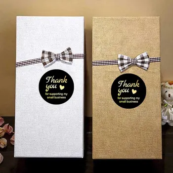 

600pcs/roll Gold Foil Thank You Stickers Gift Packaging Stickers Birthday Party Offer Stationery Sticker Paper Round