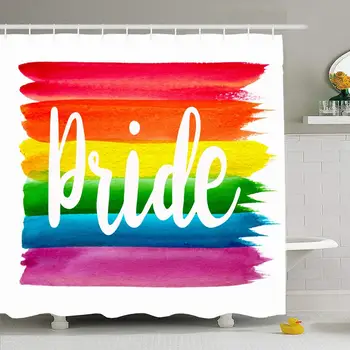 

Shower Curtain Set with Hooks 72x72 Greeting Strokes Gay Paint Amsterdam York Brush Colorful Concept Pride Color Sydney Textures