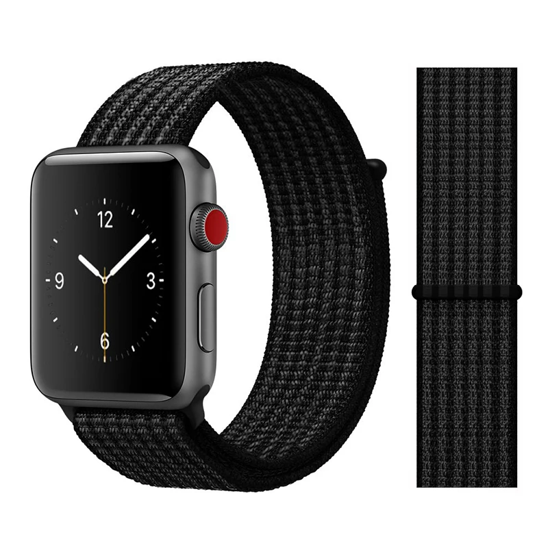 Color46 Black 2 Нейлон Ремешок для наручных часов Apple Watch серии 3/2/1 38 мм 42 мм мягкий нейлон дышащий сменный ремешок Спортивная петля для наручных часов iwatch серии 4 40 мм 44 мм - Цвет ремешка: Color46 Black 2
