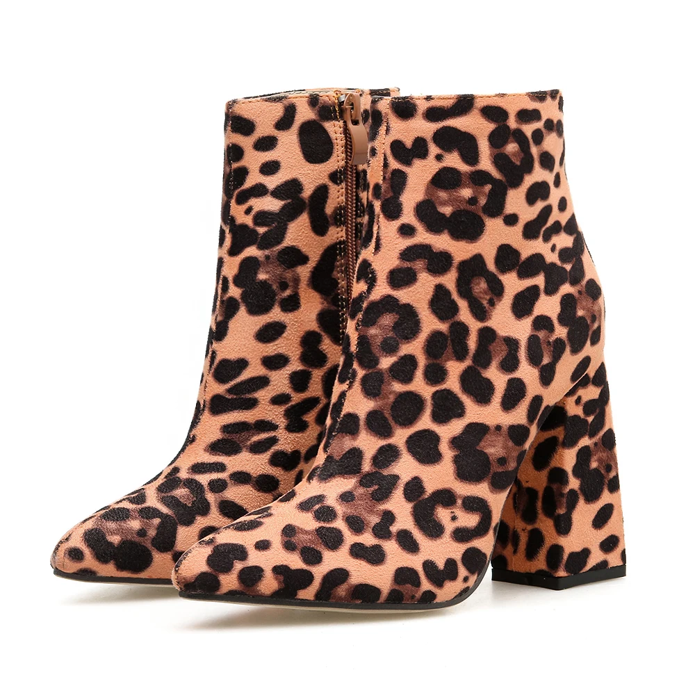 DEleventh/леопардовые ботинки с острым носком; женская обувь; ботильоны на высоком толстом каблуке; Готический Байкер в стиле панк; большие размеры 42