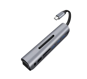 

USB C Dock station thunderbolt 3 Type-c to HDMI VGA USB TF SD card with 3.5 AUX audio jack HD Converter Adapter for Mac pro Hub