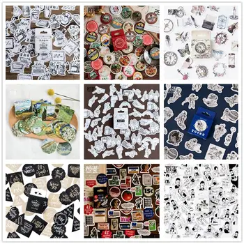 

Classic White Black stickers Vintage aesthetic stickers diary decorative Scrapbooking Adensive Paper Stationery Little Sticker