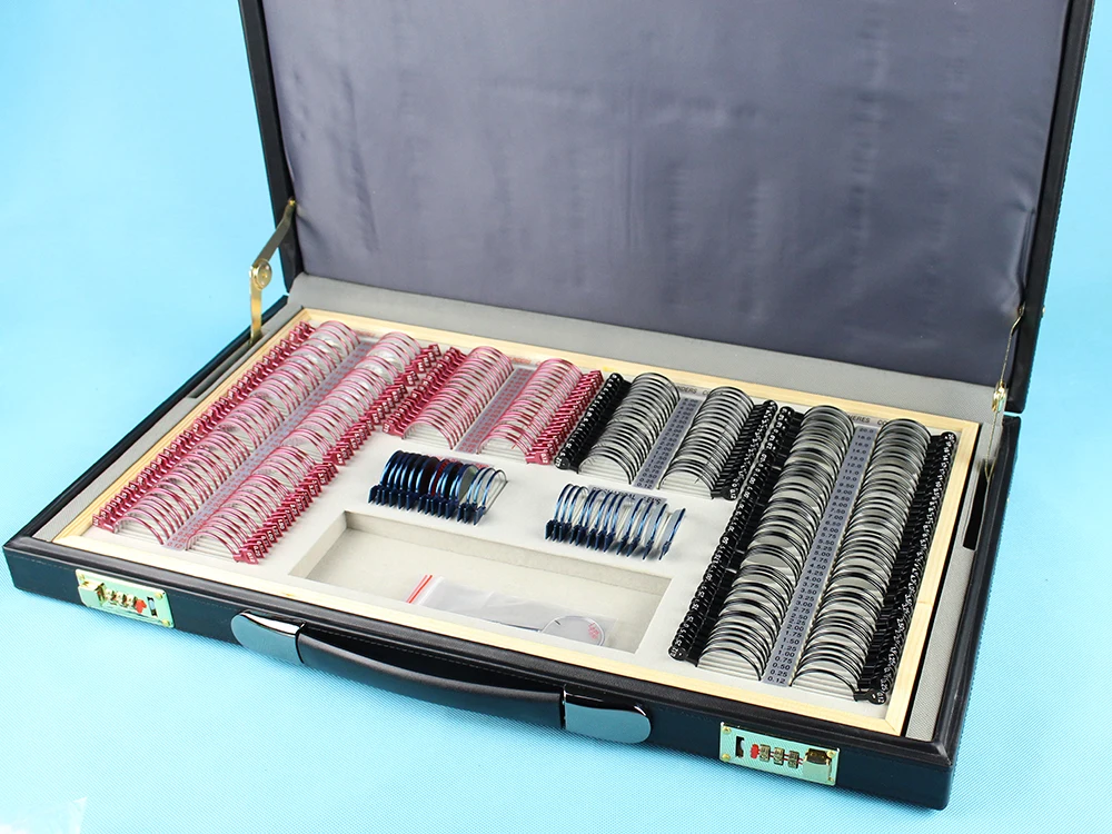JSC 266 A Grade Trial Lens Set Red Black Metal Rim Leather case Quality Lens Trial Case