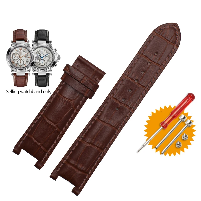Luxurious Genuine Leather Watchband with Butterfly Buckle Bracelet