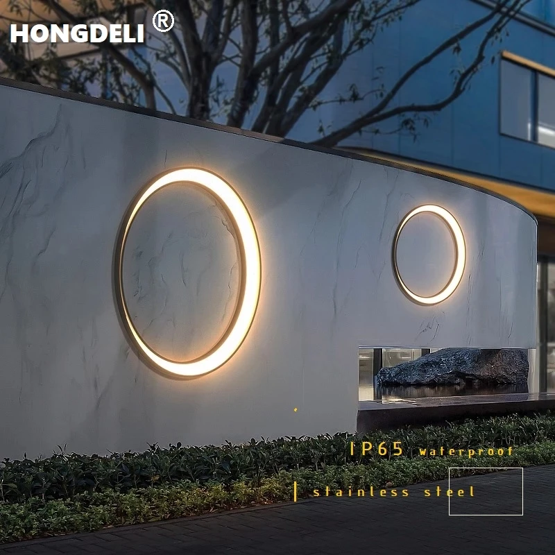 Modern wall light, outdoor patio light, Moon, ip65, waterproof, creative porch trim, round 110v220v stainless steel