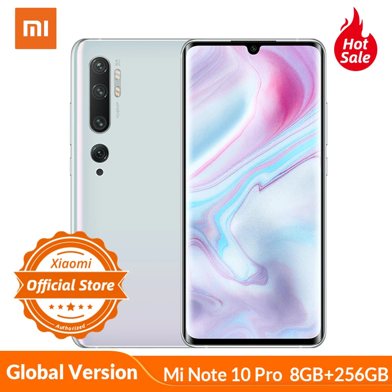 Глобальная версия xiaomi mi Note 10 Pro 8 Гб 256 Смартфон 108 МП пента камера 5260 мАч 30 Вт флэш