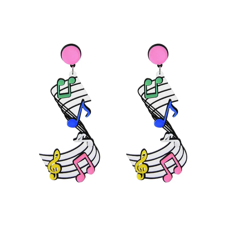 Creative Music Symbol Acrylic Drop Earrings Statement Fashionable Color for Women Harajuku Style Party Accessories | Украшения и