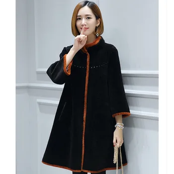 

Real Fur Coat Streetwear Korean Vintage Mink Fur Collar Wool Jacket Autumn Winter Coat Women Clothes 2020 Double-sided Wear