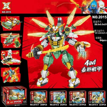

New 840pcs 4in1 Ninja Lloyd's Titan Mech Model Building Blocks 70676 Ninjagoes Bricks Toy For Children Gift
