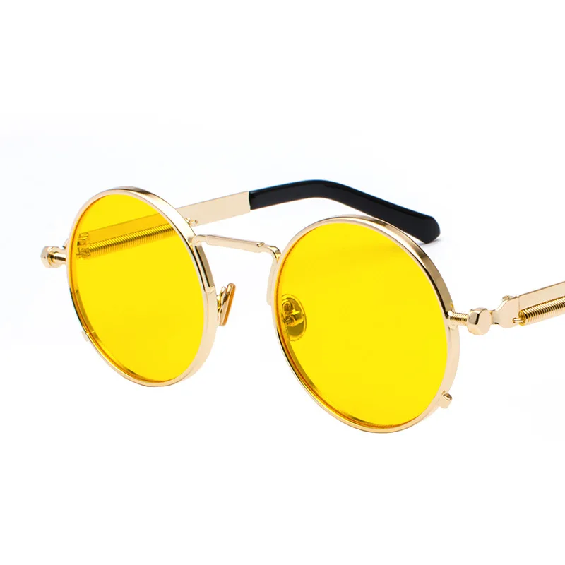Elbru ретро круглые Винтажные Солнцезащитные очки Для мужчин прозрачный красный объектив стимпанк Стиль солнцезащитные очки Для женщин золотистый, серебристый, металлический каркас oculos UV400