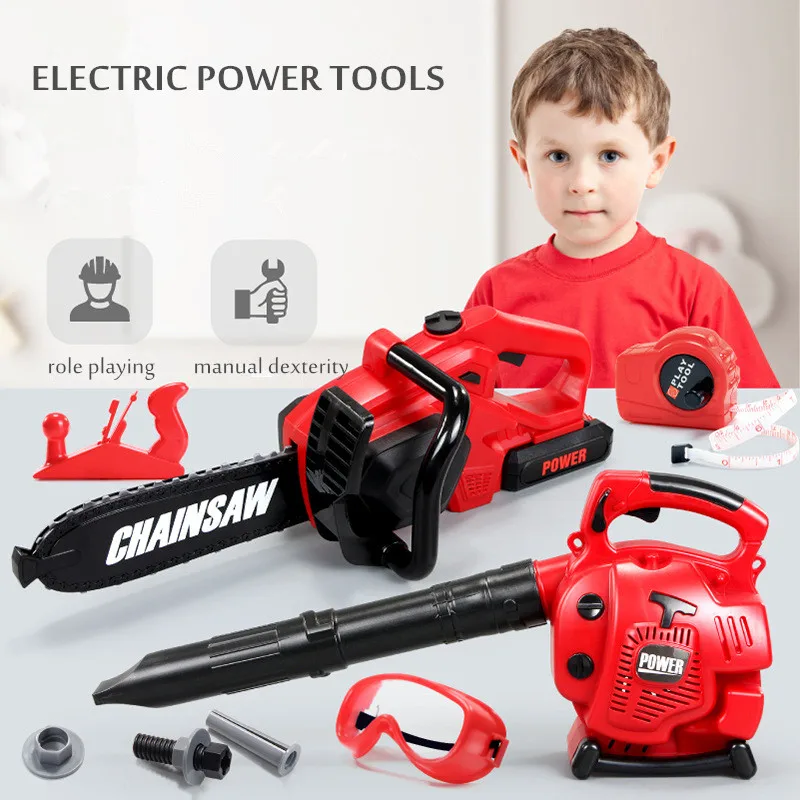 

2020 Hot Children Pretend Play Sound Electric Power Tool Toys Garden Tool Toys Power Chainsaw Spin Weeder