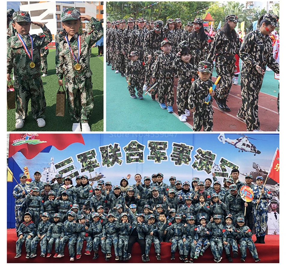 Children Camouflage Tactical Uniforms Hunting Set Men Military Clothing Combat Jackets Pants Kids Army Clothes Cosplay Costumes