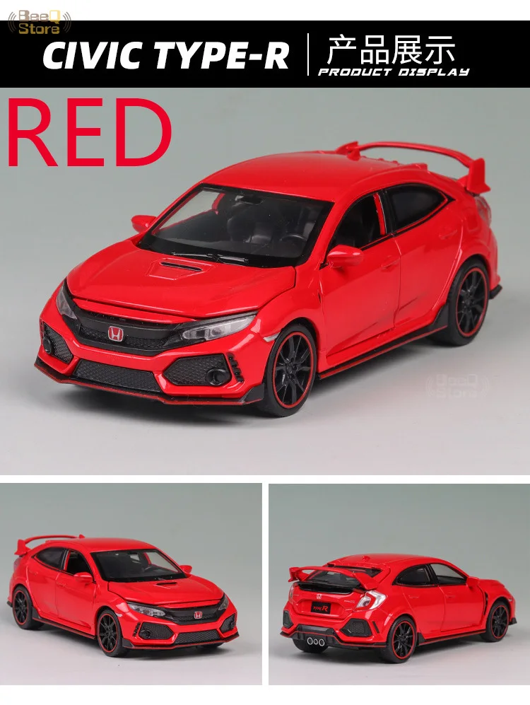 Игрушечная машинка из сплава, 1:32, Honda Civic, музыкальная с подсветкой, машина для литья под давлением, игрушечный транспорт, модель машины с горячим колесом, с дверцами автомобиля, может игрушка