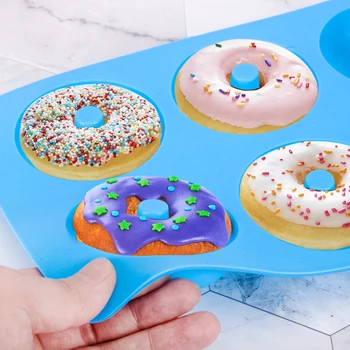 

Silicone Donut Pan Nonstick Silicone Bagel Baking Pan BPA Free Durable Kitchen Accessories for Round Donut Blue 2 Pcs Cake Tools