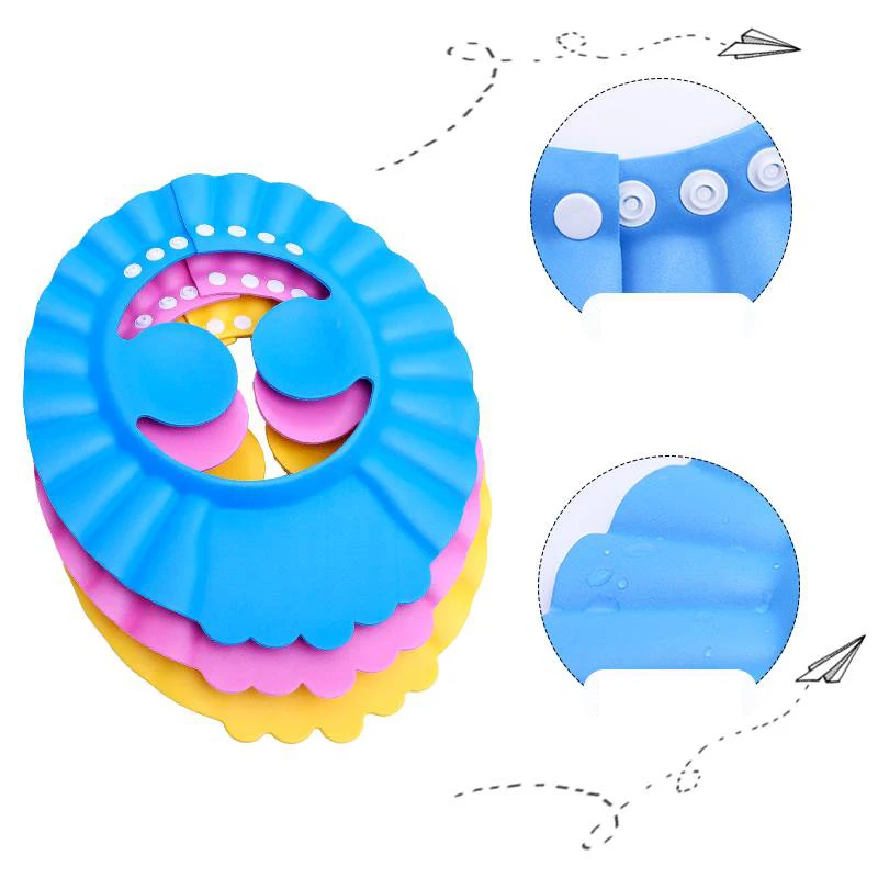 New 1pcs Adjustable Baby Kids Shampoo Bath Bathing Shower Cap Hat with Ear Wash Hair Shield