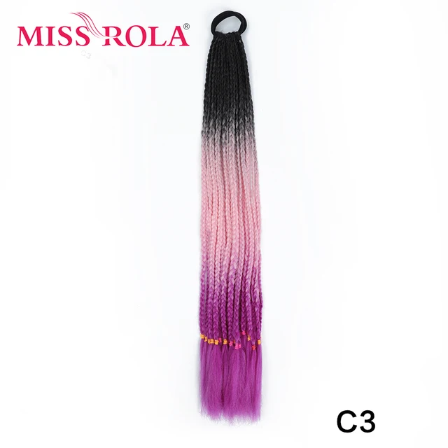 Synthetic Chignon Hair 60cm Hair Color Gradient Dirty Braided Ponytail Women Elastic Hair Rubber Band Hair Accessories Headband C3