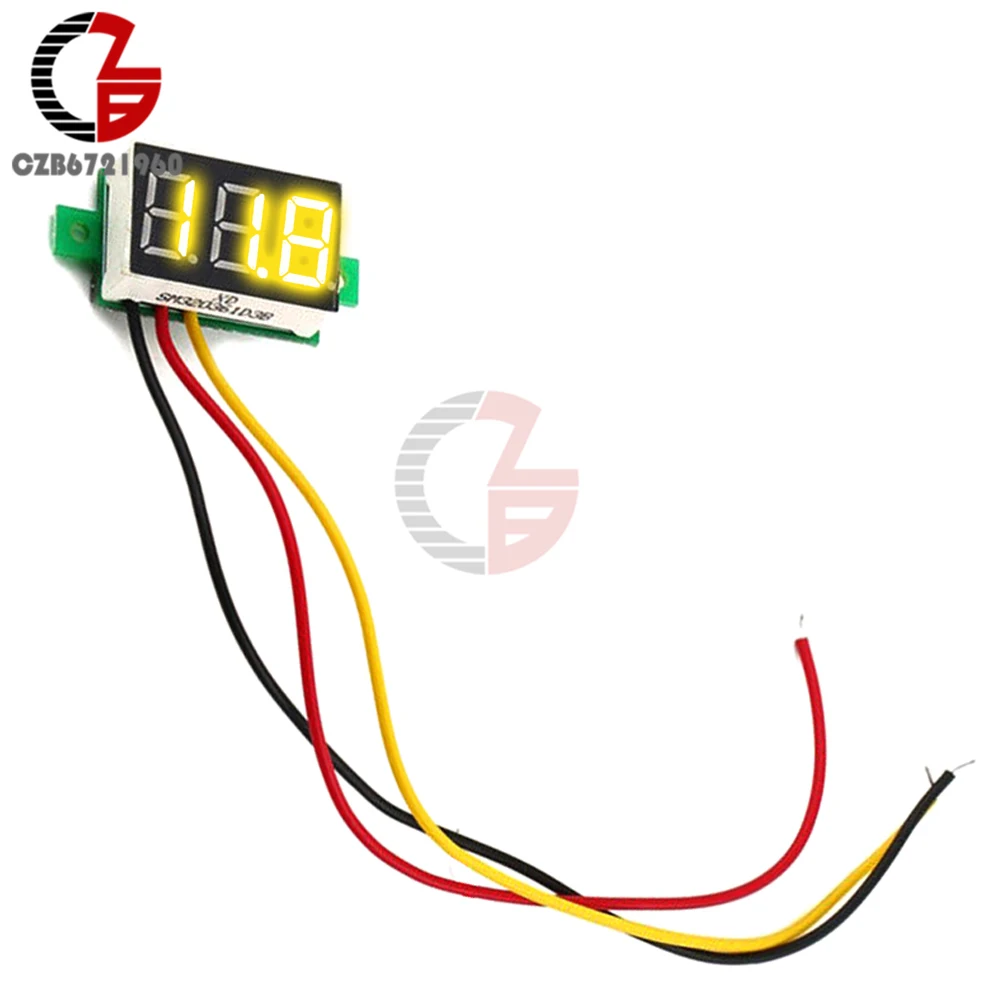 DC 0 V-100 V 0,28 дюймов светодиодный цифровой вольтметр измеритель напряжения детектор напряжения монитор тестер панель автомобиля 12V 24V красный зеленый синий желтый - Цвет: DC 0-100V Yellow