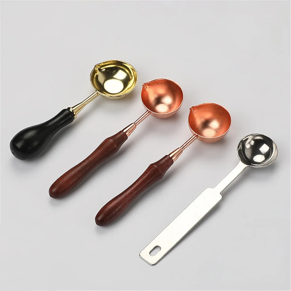Retro Sealing Wax Furnace Stove Pot Wood Handle Sealing Wax Spoon for