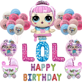 Lol-Decoración de fiesta de cumpleaños de fondo de globo para niños y niñas