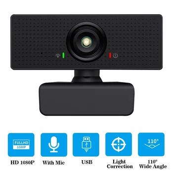 

1080P FHD Webcam USB Camera Built-in Microphone 110° Field of View 360° Rotation For Video Calls Studying Conferences Recording