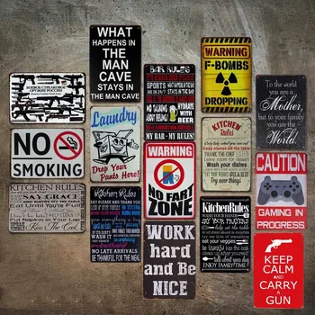 

Kitchen and Bar Rules Tin Sign Iron Painting Warning Plate Bar Pub Cafe Shop Hotel Office Home Wall Decor Metal Poster Plaque