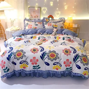 

Printed Bedding Set 3-4 pcs Bed Sheet Home High Quality Bedspread Lovely Pattern for Twin Size Bedding